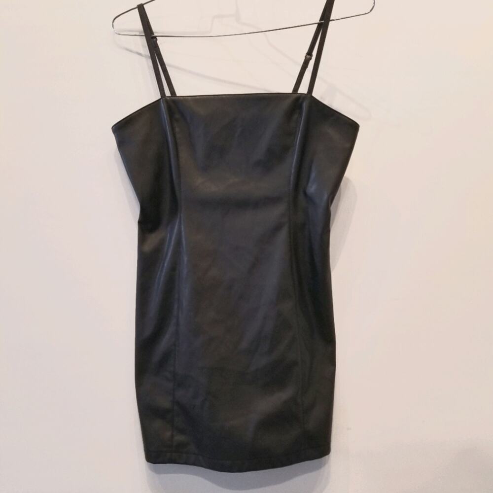 Forever 21 Vegan Leather Mini Body Con Dress Sleeveless Comfortable Women Size L